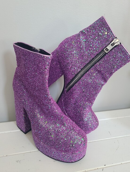 Current Mood Shoes - Current Mood Glitter Chunky Platform Heels Womens Size 7M